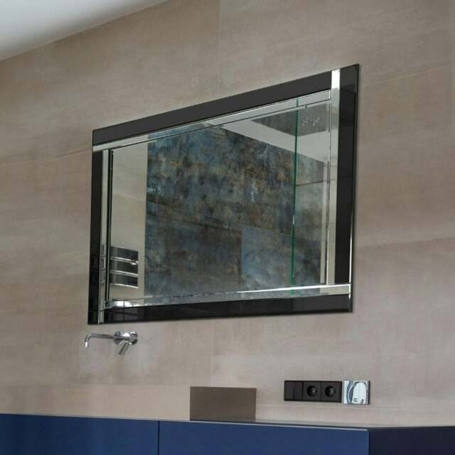 Rackhams Extra Large Black Venetian Glass Frame Wall Mirror - 120cm x 80cm - image 1