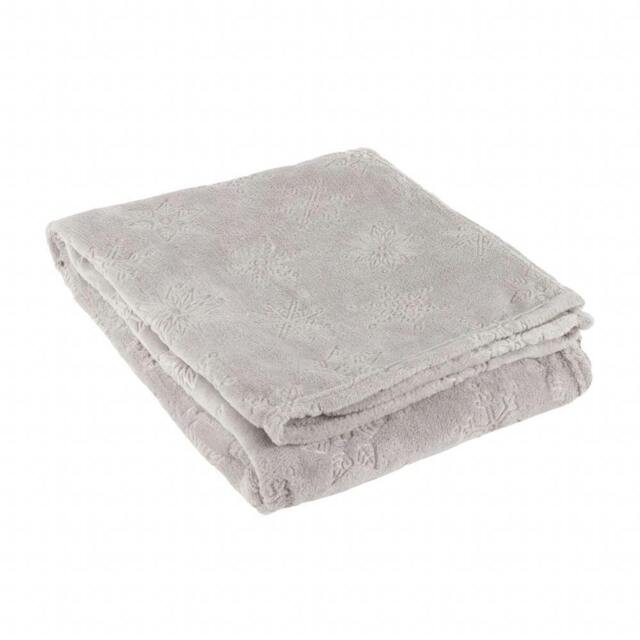 Rackhams Flannel Fleece Snowflake Soft Throw - Grey - 140cm x 180cm - Grey - 100% Polyester - image 1