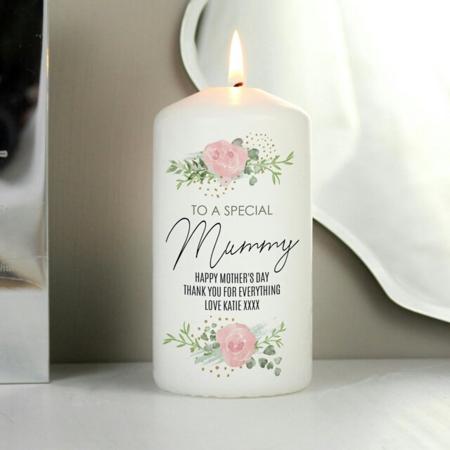 Rackhams Personalised Abstract Rose Pillar Candle - image 1