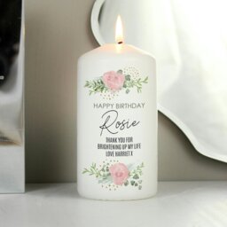 Rackhams Personalised Abstract Rose Pillar Candle - thumbnail 4
