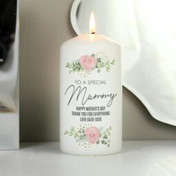 Rackhams Personalised Abstract Rose Pillar Candle - thumbnail 1