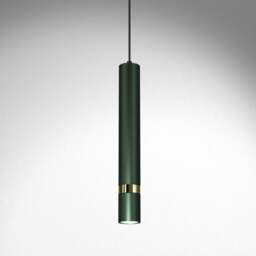 Rackhams Joker Contemporary Pendant Lamp 1XGU10 Hand Made Cylindrical Style Light Finished in Green With Striking Gold Detail - thumbnail 2