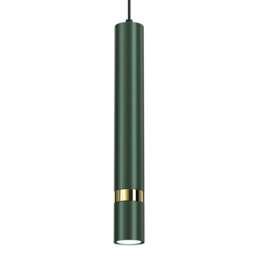 Rackhams Joker Contemporary Pendant Lamp 1XGU10 Hand Made Cylindrical Style Light Finished in Green With Striking Gold Detail - thumbnail 4