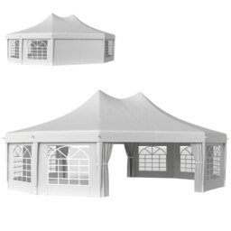 Rackhams 10 Sides Heavy Duty Tent Gazebo Outdoor Party Wedding Event Marquee - 8.9m x 6.5m x 3.8m - thumbnail 2