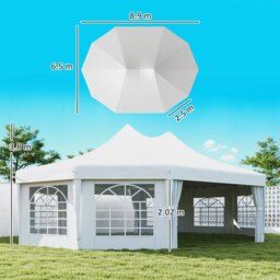 Rackhams 10 Sides Heavy Duty Tent Gazebo Outdoor Party Wedding Event Marquee - 8.9m x 6.5m x 3.8m - thumbnail 5