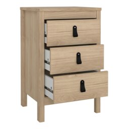 Rackhams Barcelona Bedside Table 3 Drawers in Jackson Hickory Oak - Brown - Manufactured wood - 1 - thumbnail 6