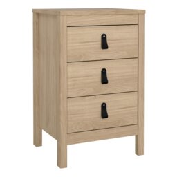 Rackhams Barcelona Bedside Table 3 Drawers in Jackson Hickory Oak - Brown - Manufactured wood - 1 - thumbnail 1