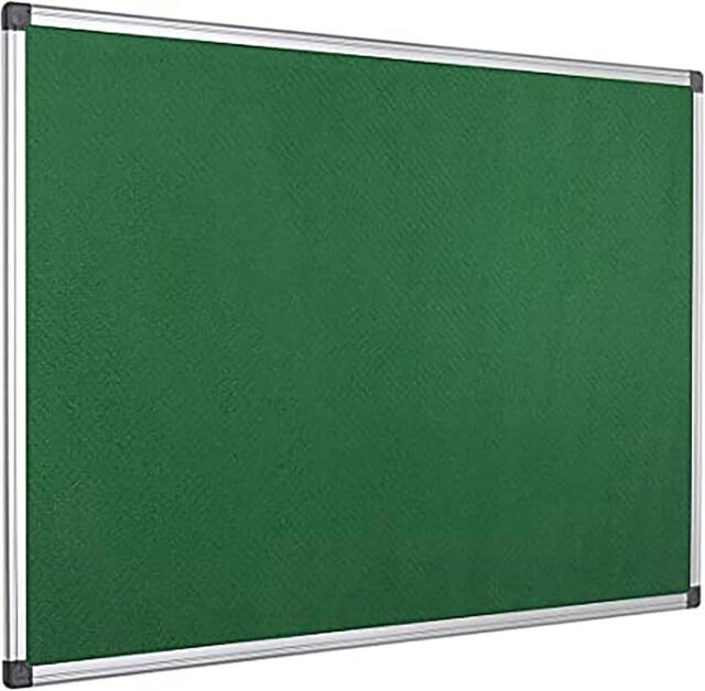 Rackhams 900 x 600mm Aluminium Frame Notice Pin Board - Felt Notice Board Bulletin Frame for Office, School, Bedroom, Memo, and Home - Green - image 1