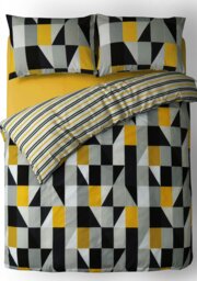 Rackhams Jazz Printed Cotton Blend Duvet Cover and Pillowcase Set - Yellow - King - thumbnail 4