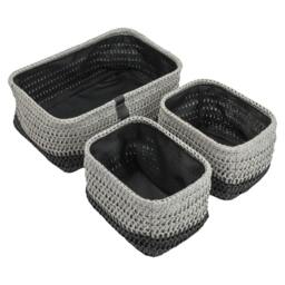 Rackhams Kenzi Rectangular Fabric Storage Baskets for Home Organisation, Set of 3