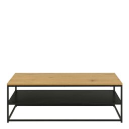Rackhams Gila Coffee Table with Open Shelf in Oak & Black - 1 - Black and Natural - Brown - thumbnail 3