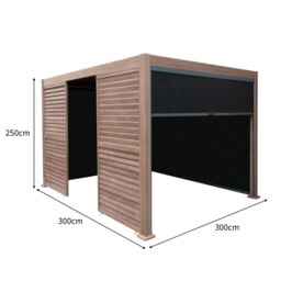 Rackhams Wood Effect Aluminium Pergola With Blinds & 2 Louvre Panels - 3m x 3m - thumbnail 5