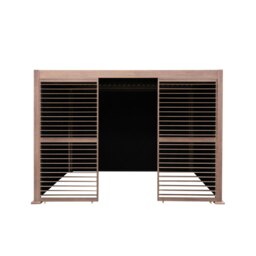 Rackhams Wood Effect Aluminium Pergola With Blinds & 2 Louvre Panels - 3m x 3m - thumbnail 2