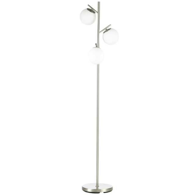 Rackhams 3-Light Tree Floor Lamps for Living Room, Modern Standing Lamp for Bedroom with Globe Lampshade, Steel Base, Bulb not Included, Silver Tone - image 1
