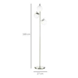 Rackhams 3-Light Tree Floor Lamps for Living Room, Modern Standing Lamp for Bedroom with Globe Lampshade, Steel Base, Bulb not Included, Silver Tone - thumbnail 3