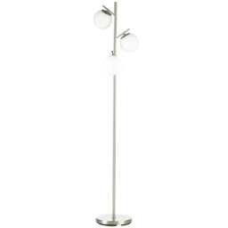 Rackhams 3-Light Tree Floor Lamps for Living Room, Modern Standing Lamp for Bedroom with Globe Lampshade, Steel Base, Bulb not Included, Silver Tone - thumbnail 1