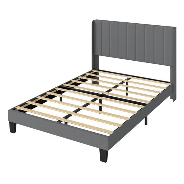 Rackhams King Bed Frame Panel Plush Metal Wooden Upholstered Bed Base Platform - image 1