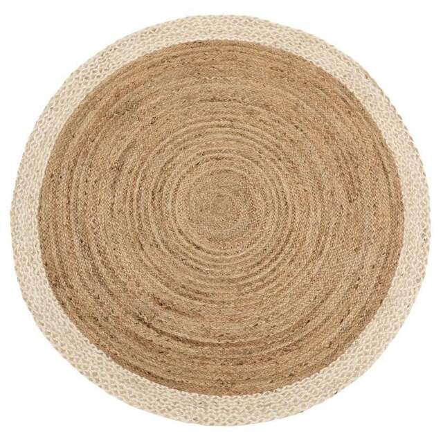 Rackhams Hand-Braided Jute Rug with Cream Border - Ø 150 cm