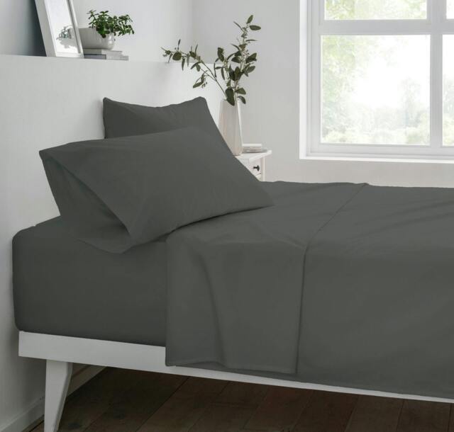 Rackhams Deluxe Fitted Sheet or Pillowcase Pair - Charcoal - Single (90cm x 190cm) + 25cm Deep - image 1