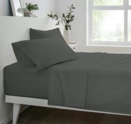 Rackhams Deluxe Fitted Sheet or Pillowcase Pair - Charcoal - Single (90cm x 190cm) + 25cm Deep - thumbnail 1