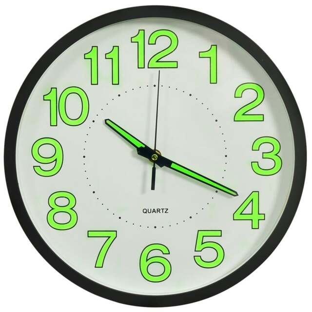 Rackhams Luminous Wall Clock Black 30 cm