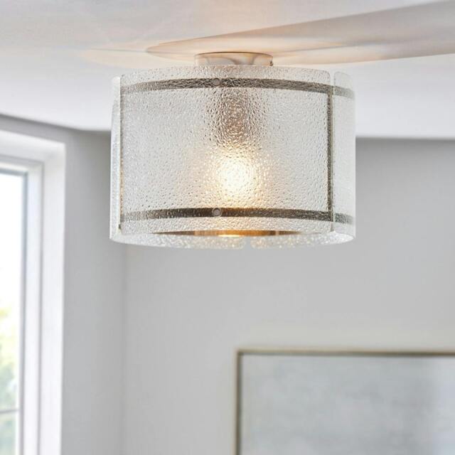Rackhams Traynor Clear And Satin Nickel Flush Ceiling Light - image 1