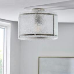 Rackhams Traynor Clear And Satin Nickel Flush Ceiling Light - thumbnail 2