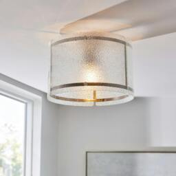 Rackhams Traynor Clear And Satin Nickel Flush Ceiling Light - thumbnail 3
