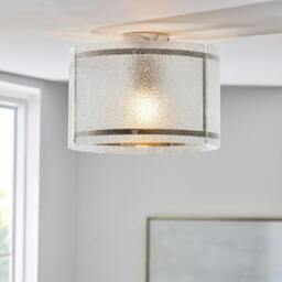 Rackhams Traynor Clear And Satin Nickel Flush Ceiling Light