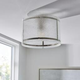 Rackhams Traynor Clear And Satin Nickel Flush Ceiling Light - thumbnail 4