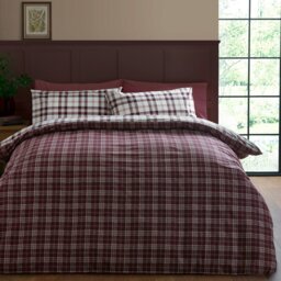 Rackhams Kelso Check Reversible Duvet Cover Set Plum - King - Plum - thumbnail 2