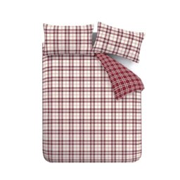 Rackhams Kelso Check Reversible Duvet Cover Set Plum - King - Plum - thumbnail 5