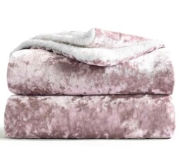 Rackhams Crushed Velvet Sherpa Reverse Throw - Navy - thumbnail 5