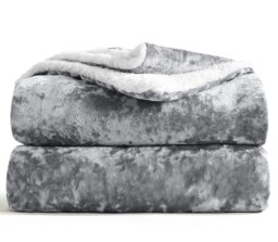 Rackhams Crushed Velvet Sherpa Reverse Throw - Navy - thumbnail 2
