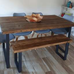 Rackhams Bespoke Collection - Reclaimed Bench - U Base - Rugger Brown - L90cm X W35cm (for 120x80cm dining table)