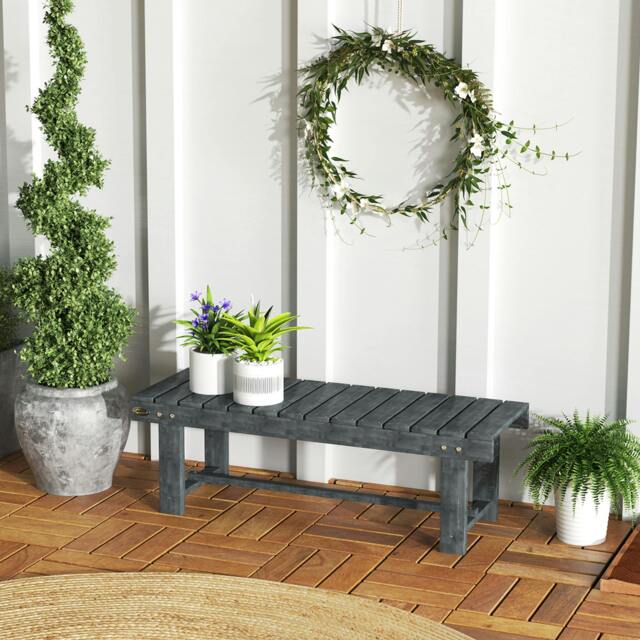 Rackhams 1.1M Outdoor Garden Bench Patio Loveseat Fir Wood 2 Person - Grey - Fir Wood - 110cm x 38cm x 35cm - image 1