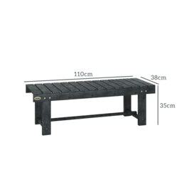 Rackhams 1.1M Outdoor Garden Bench Patio Loveseat Fir Wood 2 Person - Grey - Fir Wood - 110cm x 38cm x 35cm - thumbnail 6
