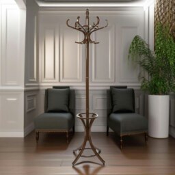 Rackhams Wooden Coat Stand With 12 Hooks Walnut - thumbnail 3