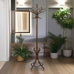 Rackhams Wooden Coat Stand With 12 Hooks Walnut - thumbnail 2