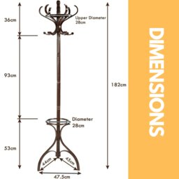 Rackhams Wooden Coat Stand With 12 Hooks Walnut - thumbnail 5