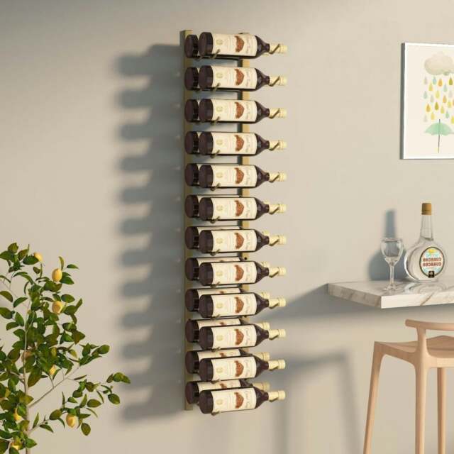 Rackhams Wall Mounted Wine Rack for 24 Bottles Gold Iron