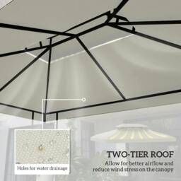 Rackhams 3x4m Gazebo Replacement Roof Canopy 2 Tier Top UV Cover Garden Patio Outdoor Sun Awning Shelters Cream (TOP COVER ONLY) - thumbnail 4