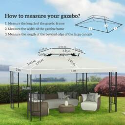 Rackhams 3x4m Gazebo Replacement Roof Canopy 2 Tier Top UV Cover Garden Patio Outdoor Sun Awning Shelters Cream (TOP COVER ONLY) - thumbnail 3