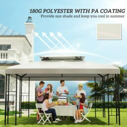 Rackhams 3x4m Gazebo Replacement Roof Canopy 2 Tier Top UV Cover Garden Patio Outdoor Sun Awning Shelters Cream (TOP COVER ONLY) - thumbnail 6