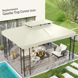 Rackhams 3x4m Gazebo Replacement Roof Canopy 2 Tier Top UV Cover Garden Patio Outdoor Sun Awning Shelters Cream (TOP COVER ONLY) - thumbnail 2