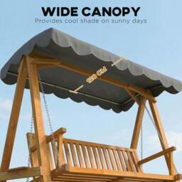 Rackhams 3 Seater Garden Swing Seat with Canopy, Outdoor Hammock Bench - Dark Grey - 1 - Swing Bench - thumbnail 4
