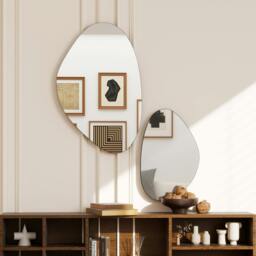 Rackhams Pebble-Shaped Decorative Mirror, Set of 2 Wall Mirror - Wall Mirror - Black
