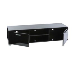 Rackhams Modern Black 140cm Matt Gloss TV Stand Cabinet Suitable for 40 - 65 Inch 4K LED Flat Screen TV's - Black - 40cm - 35cm - thumbnail 5