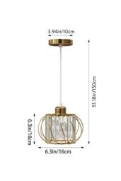Rackhams E27 Metal & Glass Lampshade Pendant Light - Gold - One Size - thumbnail 3