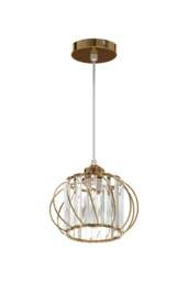 Rackhams E27 Metal & Glass Lampshade Pendant Light - Gold - One Size - thumbnail 4